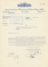Brief Kerkrade  1951 - Comite Internationaal Muziekcocours      