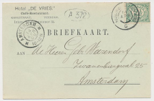 Firma briefkaart Veendam 1905 - Hotel De Vries - Cafe Restaurant