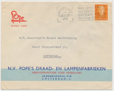 Firma envelop Amsterdam 1952 - Pope - Draad en Lampenfabriek