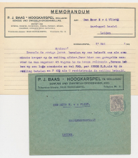 Envelop / Memorandum Hoogkarspel 1921 - Groentenhandel
