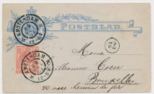 Postblad G. 5 / Bijfrankering Amsterdam - Brussel Belgie 1901
