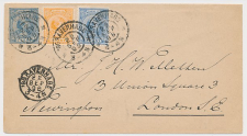 Envelop G. 5 b / Bijfrankering Den Haag - GB / UK 1896