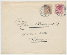 Envelop G. 18 b / Bijfrankering Amsterdam - GB / UK 1914