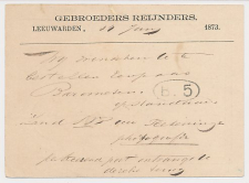 Briefkaart G. Particulier bedrukt Leeuwarden 1873