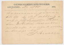 Briefkaart G. 3 Particulier bedrukt Leeuwarden 1872