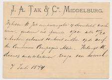Briefkaart G. 7 Particulier bedrukt Middelburg - Amsterdam 1874