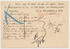Briefkaart G. 16 Particulier bedrukt Rotterdam - GB / UK 1879