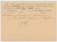 Briefkaart G. 16 Particulier bedrukt Rotterdam - Frankrijk 1878