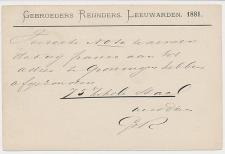 Briefkaart G. 25 Particulier bedrukt Leeuwarden - Duitland 1881