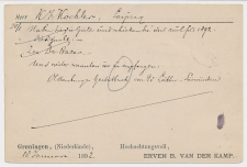 Briefkaart G. 27 Particulier bedrukt Groningen - Duitsland 1892
