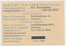 Verhuiskaart G. 19 Particulier bedrukt Bilthoven 1948 