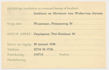 Verhuiskaart G. 26 Particulier bedrukt Wassenaar 1958
