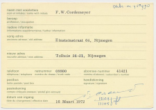 Verhuiskaart G. 37 Particulier bedrukt Nijmegen 1972