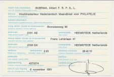 Verhuiskaart G. 46 Particulier bedrukt Heemstede 1981