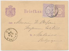 Briefkaart G. 14 / Bijfrankering Breda - Belgie 1878