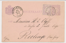 Briefkaart G. 23 / Bijfrankering Bergen op Zoom - Belgie 1883