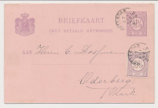 Briefkaart G. 24 / Bijfrankering Rotterdam - Duitsland 1892