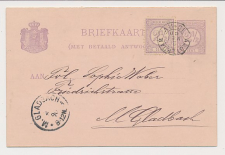 Briefkaart G. 24 / Bijfrankering Amsterdam - Duitsland 1890