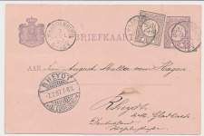 Briefkaart G. 32 / Bijfrankering Waardenburg - Duitsland 1897