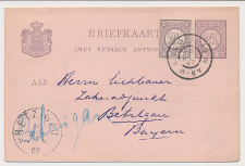 Briefkaart G. 34/ Bijfrankering Amsterdam - Duitsland 1897