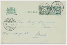 Briefkaart G. 55 / Bijfrankering Amsterdam - Zwitserland 1904