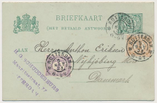 Briefkaart G. 56 / Bijfrankering Rotterdam - Denemarken 1903