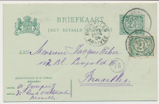 Briefkaart G. 60 / Bijfrankering Amsterdam - Belgie 1904