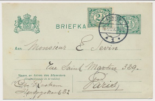 Briefkaart G. 68 / Bijfrankering Arnhem - Frankrijk 1907
