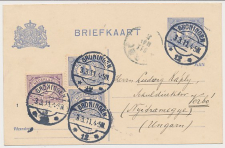Briefkaart G. 78 I / Bijfrankering Groningen - Hongarije 1911