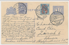 Briefkaart G. 78 I / Bijfrankering Arnhem - Zwitserland 1923