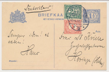 Briefkaart G. 79 I / Bijfrankering Groningen - Duitsland 1909