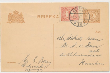 Briefkaart G. 88 a I / Bijfrankering Nijmegen - Haarlem 1917