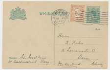 Briefkaart G. 90 a I / Bijfrankering Den Haag - Zwitserland 1917