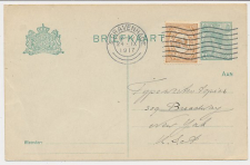 Briefkaart G. 90 a I / Bijfrankering Den Haag - USA 1917