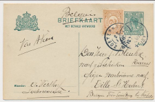 Briefkaart G. 91 I / Bijfrankering Zoeterwoude - Belgie 1918