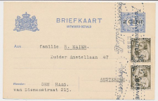 Briefkaart G. 93 II a / Bijfrankering Den Haag - Amsterdam 1935