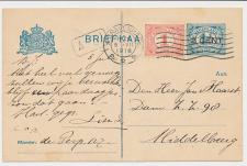Briefkaart G. 94 a I / Bijfrankering Den Haag - Middelburg 1918