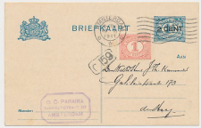 Briefkaart G. 94 a I / Bijfrankering Amsterdam - Den Haag 1917