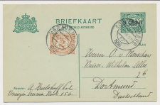 Briefkaart G. 97 I / Bijfrankering Den Haag - Duitsland 1918