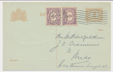 Briefkaart G. 98 / Bijfrankering Den Haag - Breda 1918