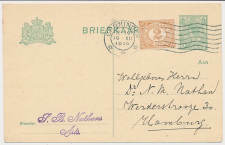 Briefkaart G. 99 a I / Bijfrankering Groningen - Duitsland 1919
