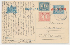 Briefkaart G. 118 a I / Bijfrankering Obdam - Scheemda 1921