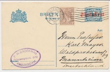 Briefkaart G. 119 I / Bijfrankering Amsterdam - Duitsland 1921
