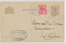 Briefkaart G. 191 I / Bijfrankering Urmond - Duitsland 1922