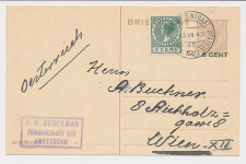 Briefkaart G. 218 / Bijfrankering Amsterdam - Oostenrijk 1927