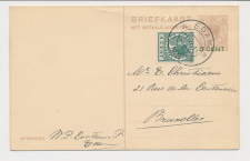 Briefkaart G. 221 / Bijfrankering Edam - Belgie 1928