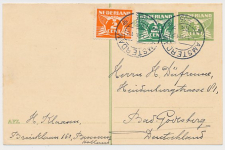 Briefkaart G. 228 / Bijfrankering Amsterdam - Duitsland 1935