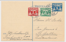 Briefkaart G. 242/ Bijfrankering Haarlem - Zwitserland 1938