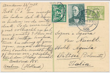 Briefkaart G. 246 / Bijfrankering Arnhem - Italie 1938