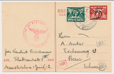 Briefkaart G. 275 a / Bijfrankering Amsterdam - Zwitserland 1943
